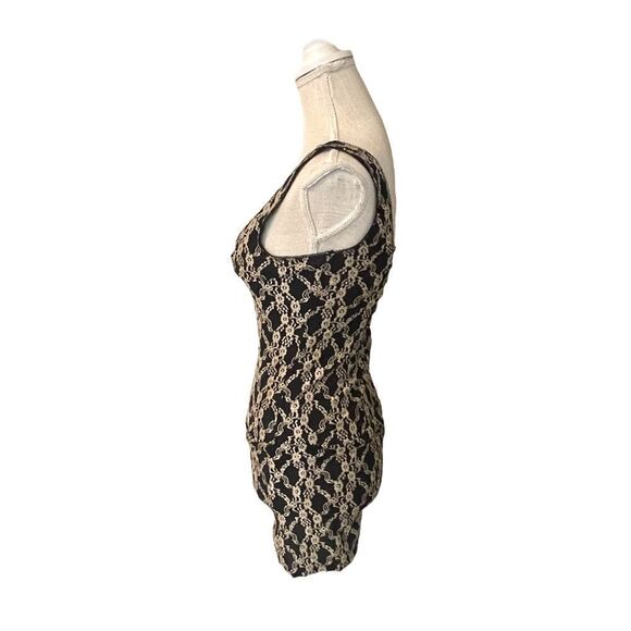 Intimately Free People Black and Gold Lace Embroidered Mini Dress - Picture 7 of 13